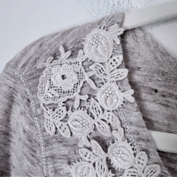 Sundance Oatmeal Lace Applique Linen Letty Shirt Silver Thread Seaming Summer - Picture 8 of 12